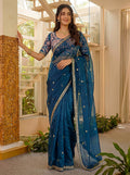 Lehenga Mart Designer Bollywood Style Party Wear Saree-Skyblue | Grocsy