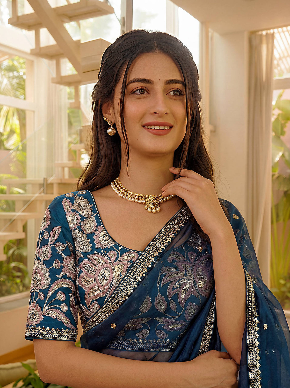 Lehenga Mart Designer Bollywood Style Party Wear Saree-Skyblue | Grocsy