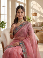 Lehenga Mart Designer Bollywood Style Party Wear Saree-Pink | Grocsy