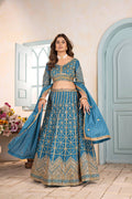 Lehenga Mart Designer Bollywood Style Wedding Wear Lehenga Choli - Sky Blue | Grocsy