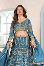 Lehenga Mart Designer Bollywood Style Wedding Wear Lehenga Choli - Sky Blue | Grocsy