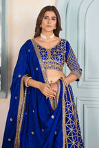 Lehenga Mart Designer Bollywood Style Wedding Wear Lehenga Choli - Blue | Grocsy