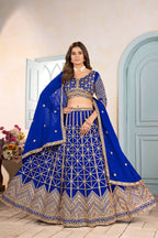 Lehenga Mart Designer Bollywood Style Wedding Wear Lehenga Choli - Blue | Grocsy