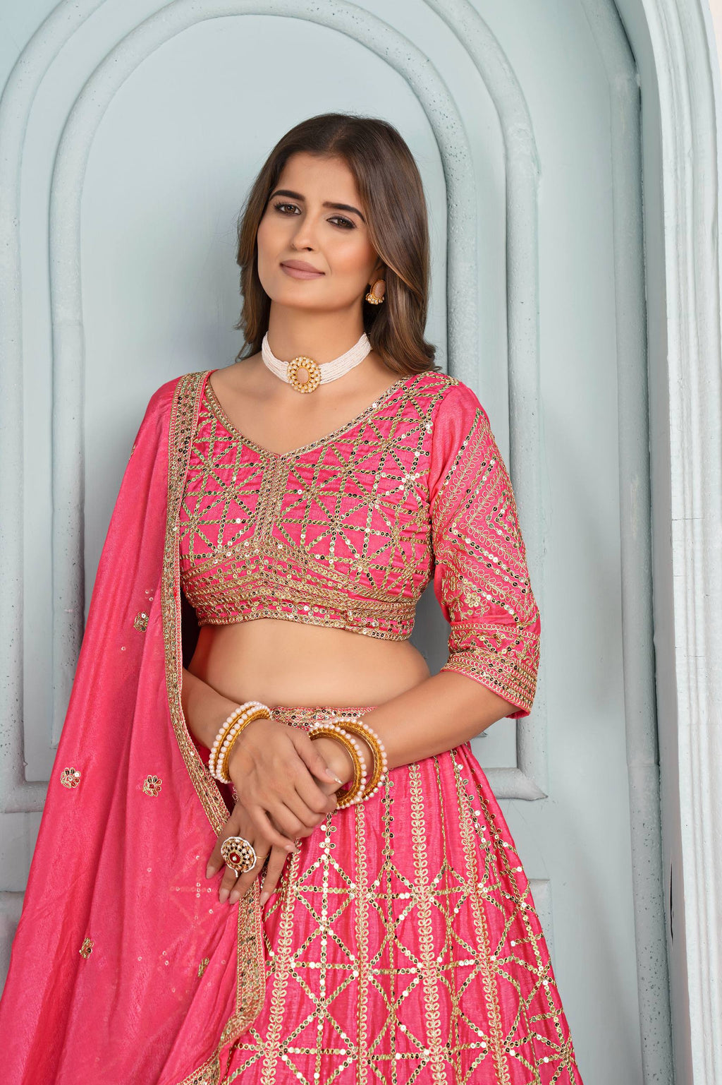 Lehenga Mart Designer Bollywood Style Wedding Wear Lehenga Choli - Pink | Grocsy
