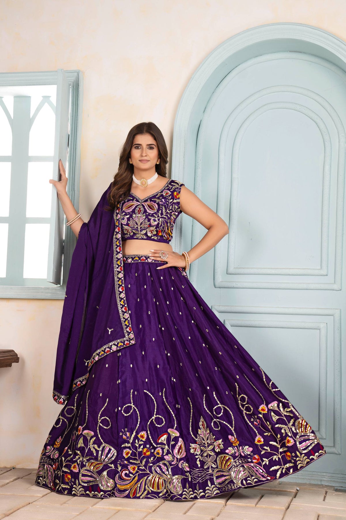 Lehenga Mart Designer Bollywood Style Wedding Wear Lehenga Choli - Purple | Grocsy