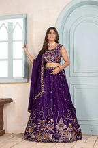 Lehenga Mart Designer Bollywood Style Wedding Wear Lehenga Choli - Purple | Grocsy