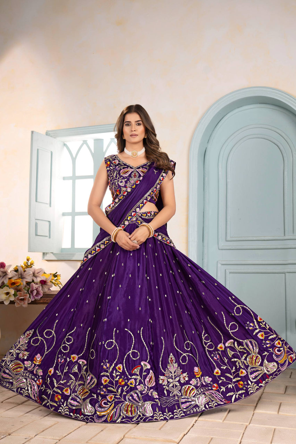 Lehenga Mart Designer Bollywood Style Wedding Wear Lehenga Choli - Purple | Grocsy