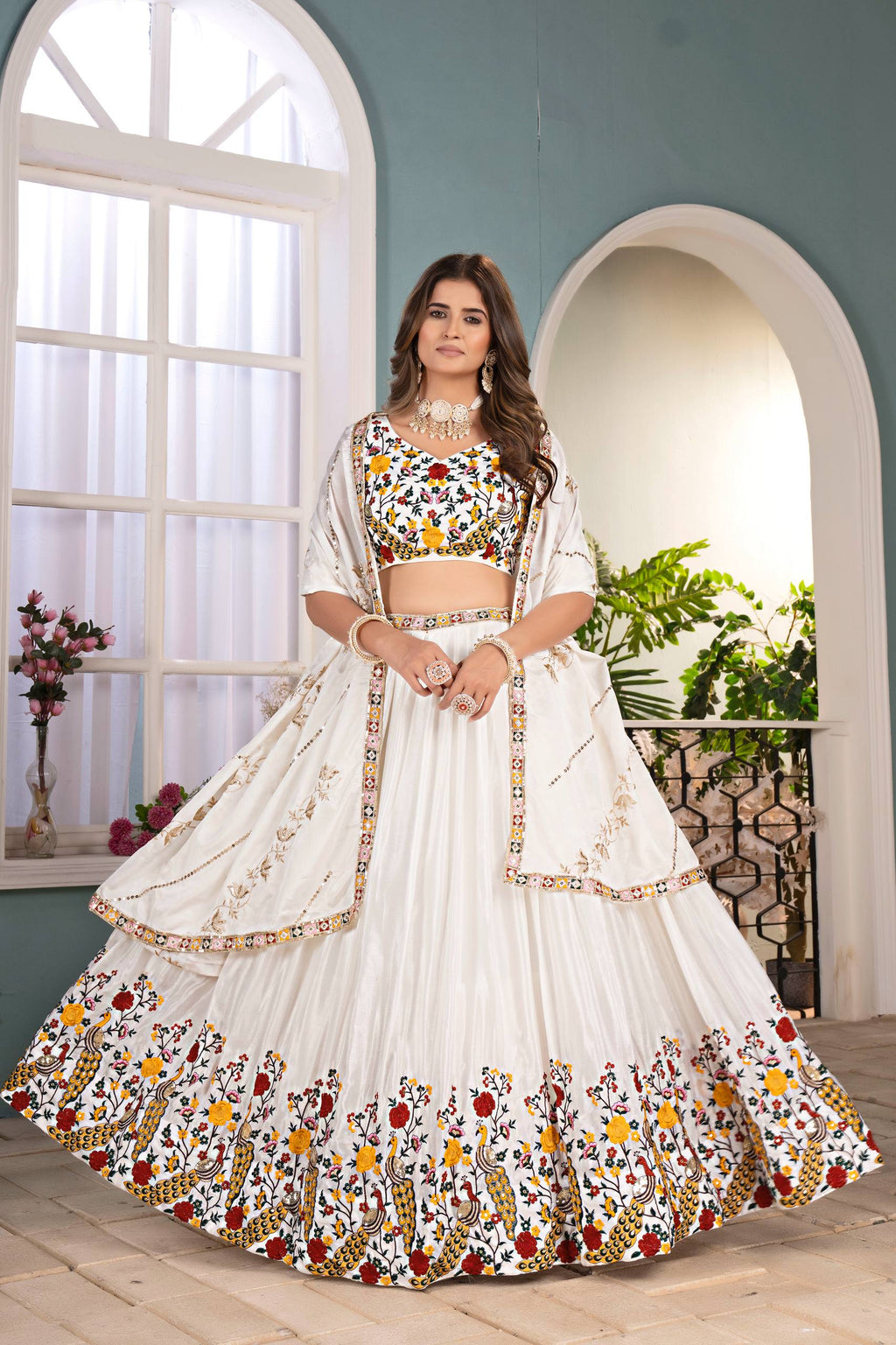 Lehenga Mart Designer Bollywood Style Wedding Wear Lehenga Choli - White | Grocsy