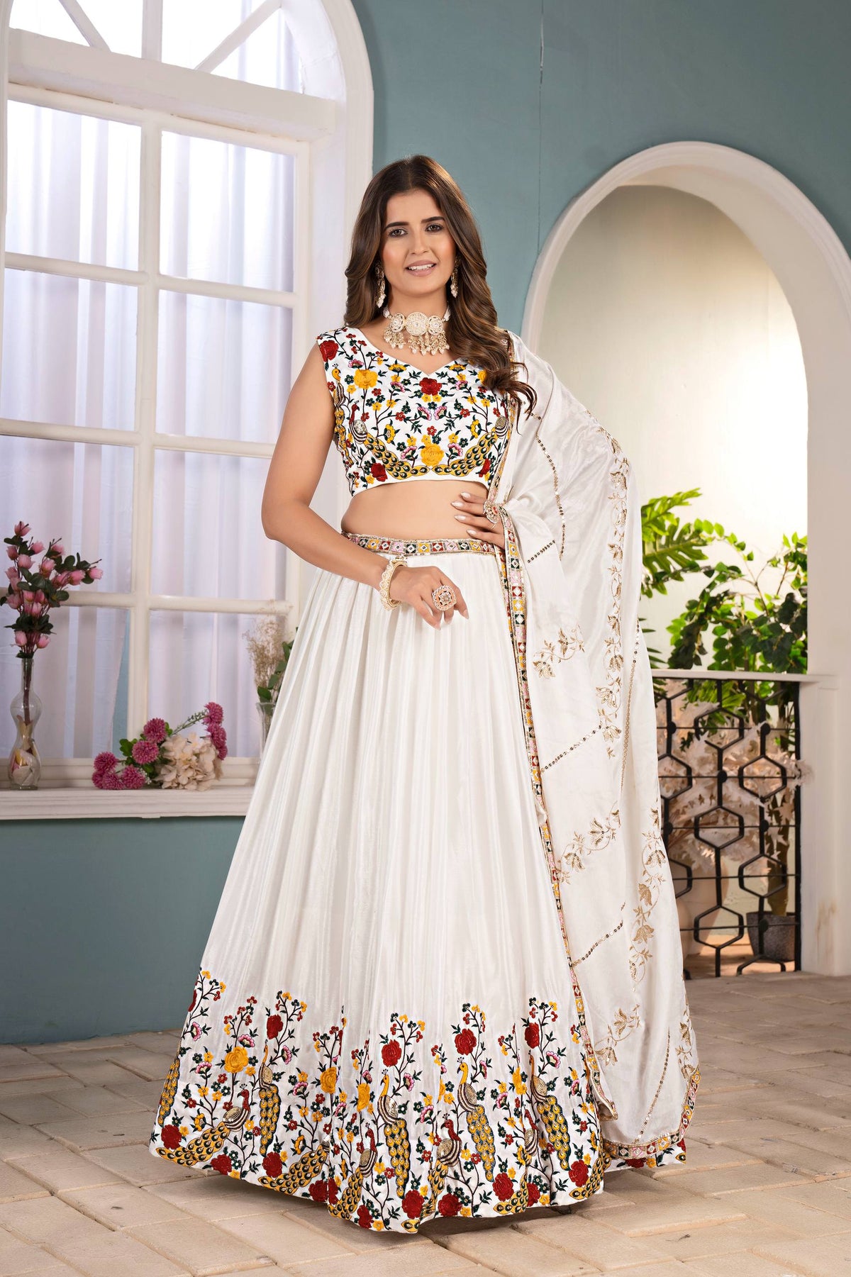 Lehenga Mart Designer Bollywood Style Wedding Wear Lehenga Choli - White | Grocsy