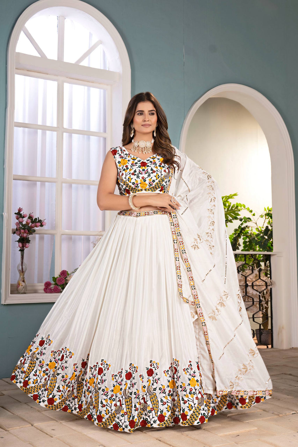 Lehenga Mart Designer Bollywood Style Wedding Wear Lehenga Choli - White | Grocsy