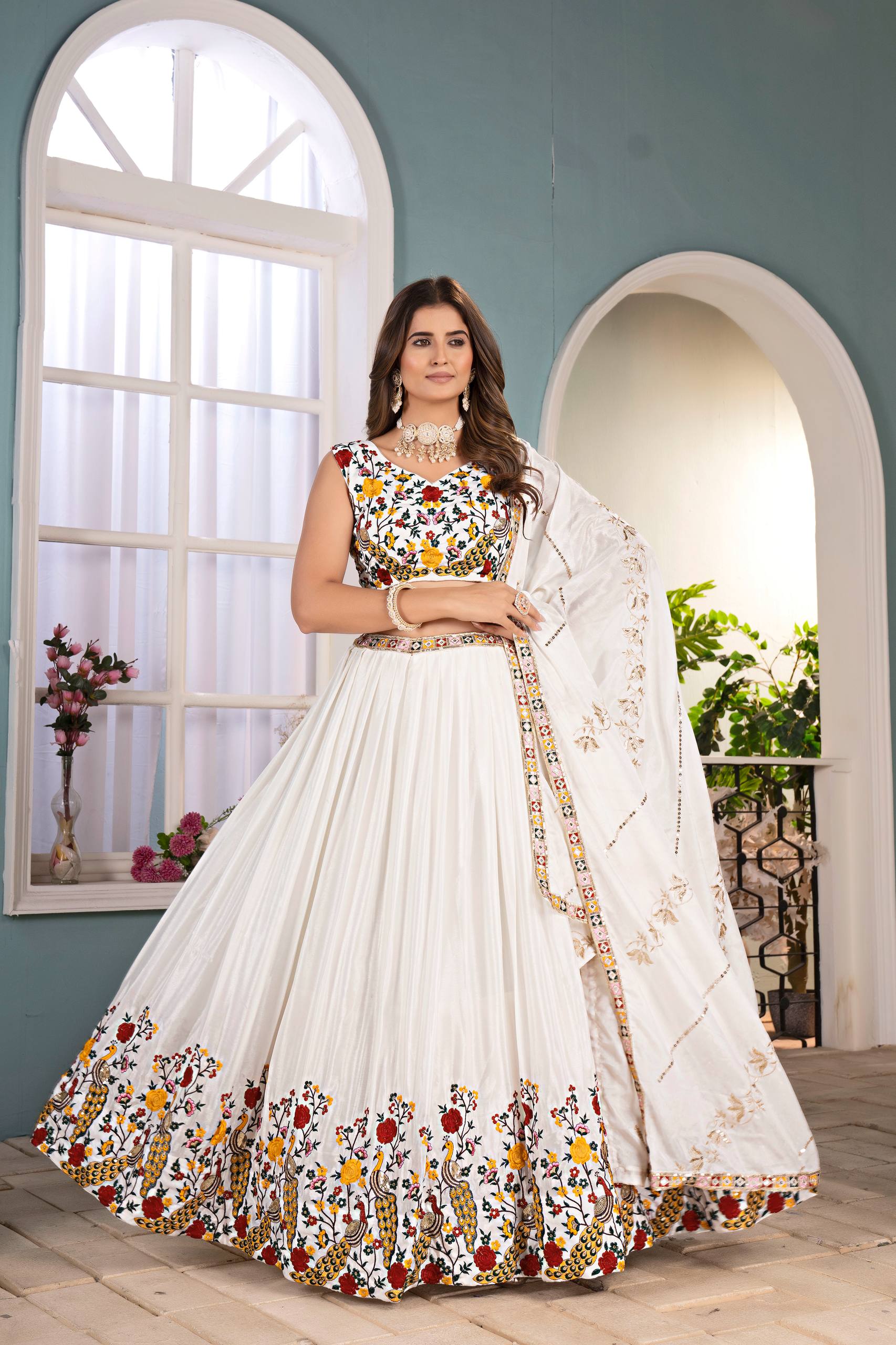 Lehenga Mart Designer Bollywood Style Wedding Wear Lehenga Choli - White | Grocsy