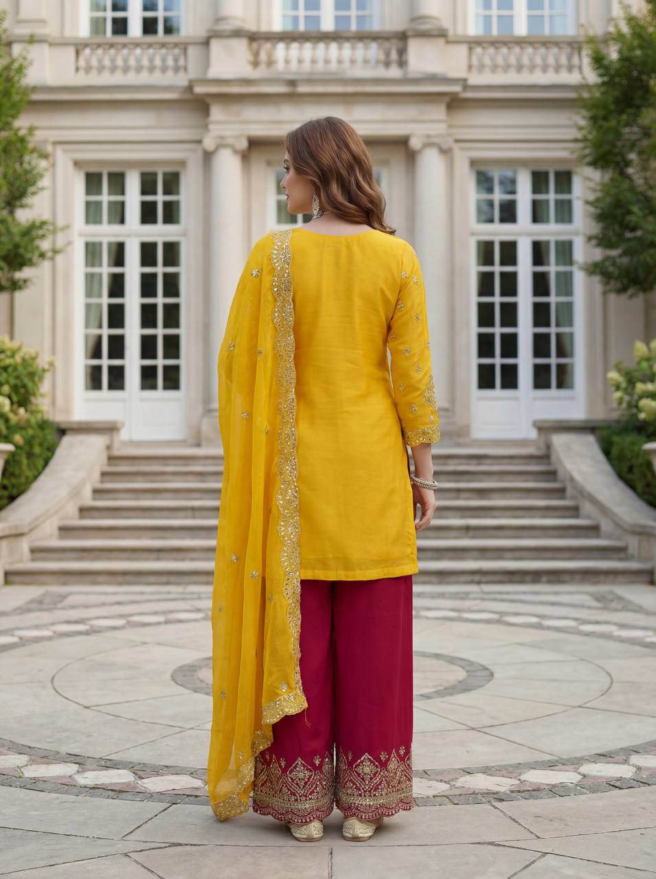 Lehenga Mart Designer Ready To Wear Salwar Suit Dupatta For Women-Yellow | Grocsy