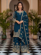 Lehenga Mart Designer Ready To Wear Salwar Suit Dupatta For Women-Teal Blue | Grocsy