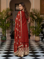 Lehenga Mart Designer Ready To Wear Salwar Suit Dupatta For Women-Red | Grocsy