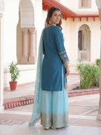 Lehenga Mart Chinon Silk Salwar Suit Dupatta-Sky Blue | Grocsy