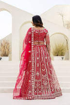 Lehenga Mart Net Lehenga With Cording Embroidery Work-Pink | Grocsy