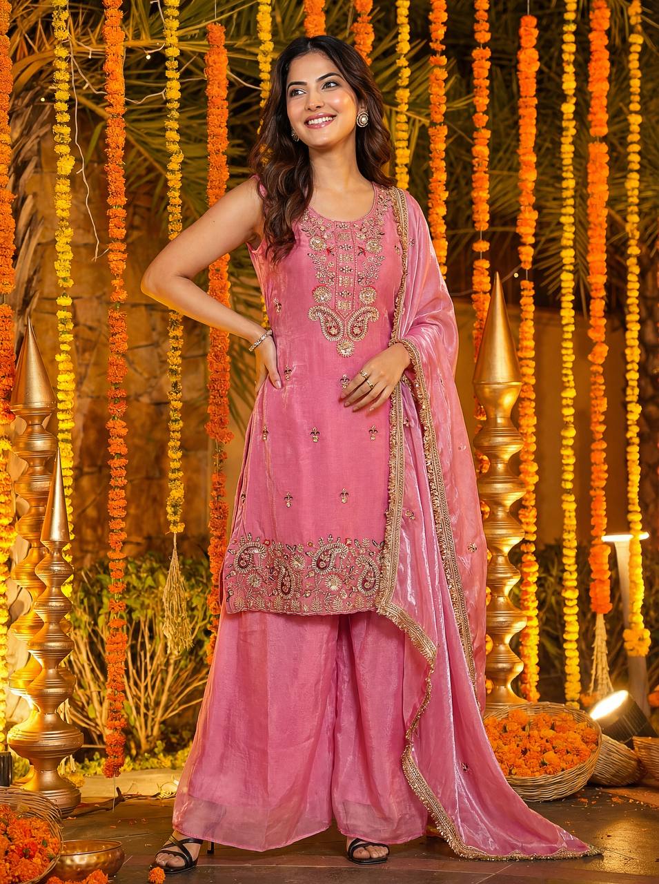 Lehenga Mart Designer Ready To Wear Salwar Suit Dupatta For Women-Baby Pink | Grocsy