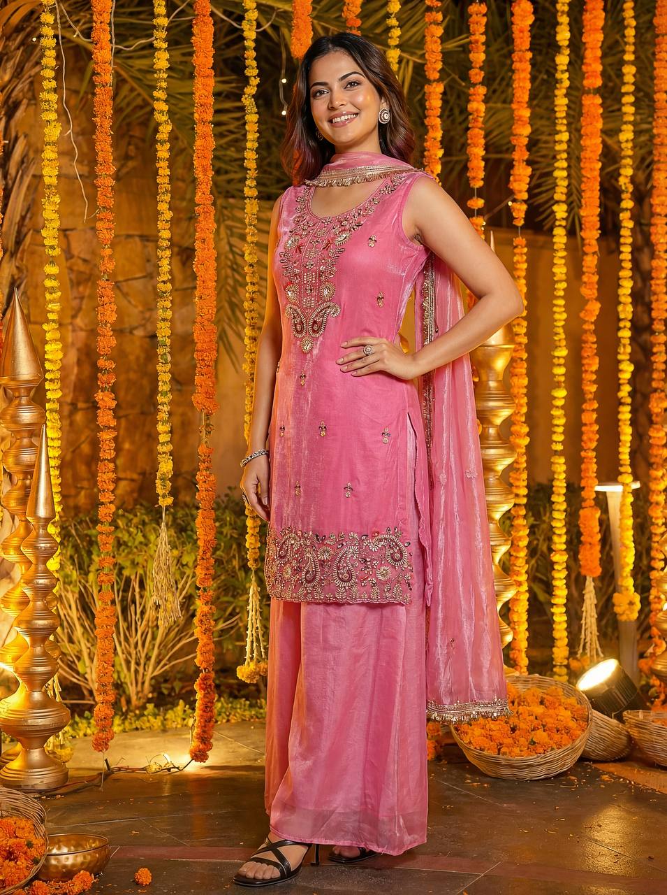 Lehenga Mart Designer Ready To Wear Salwar Suit Dupatta For Women-Baby Pink | Grocsy