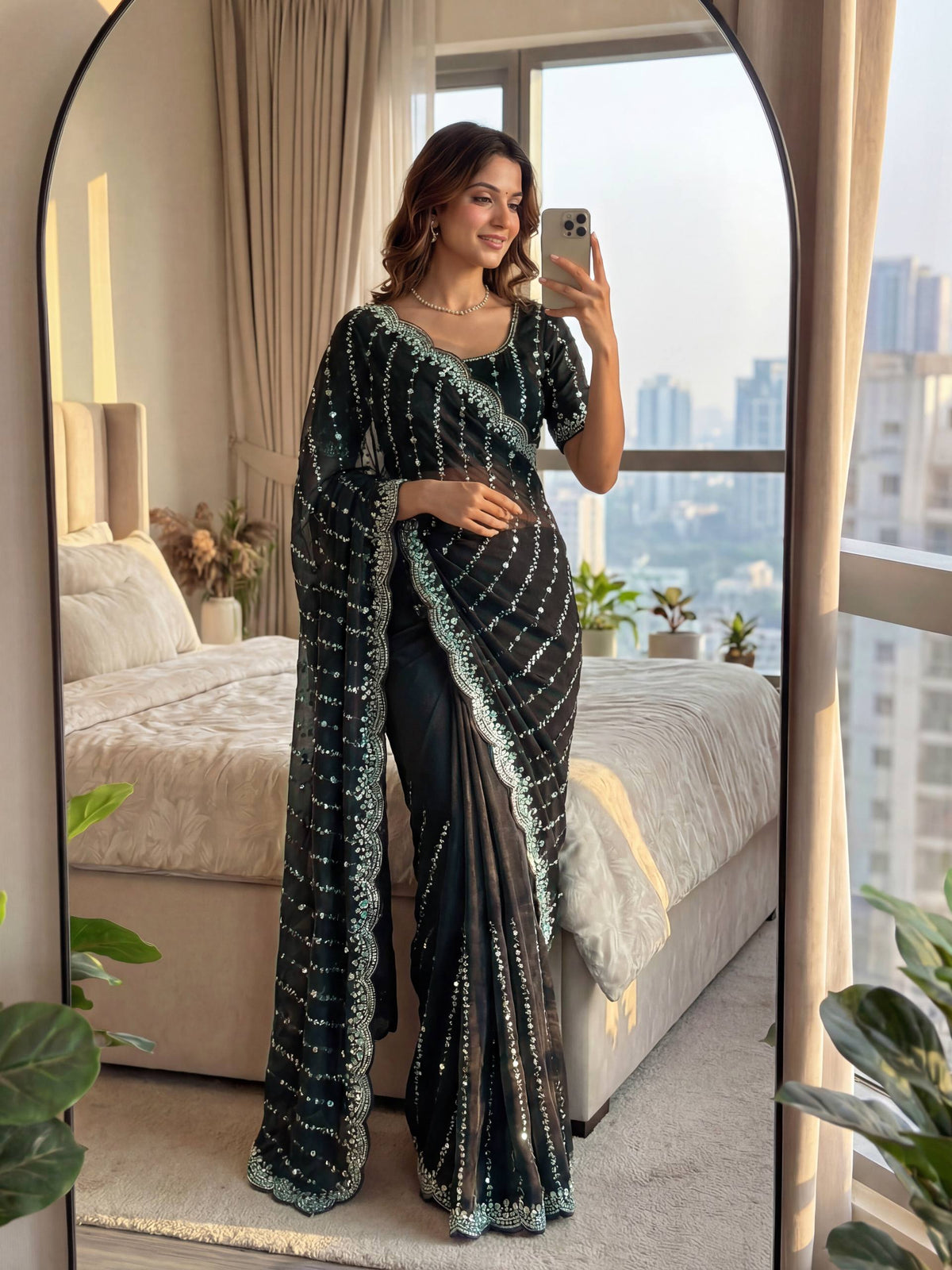 Lehenga Mart Designer Bollywood Style Party Wear Saree-Black | Grocsy