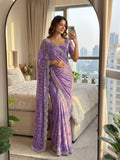 Lehenga Mart Designer Bollywood Style Party Wear Saree-Lavender | Grocsy