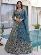 Lehenga Mart Designer Wedding Wear Lehenga Choli-Blue | Grocsy