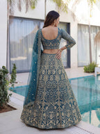 Lehenga Mart Designer Wedding Wear Lehenga Choli-Blue | Grocsy