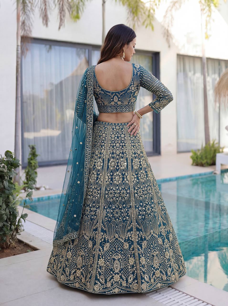 Lehenga Mart Designer Wedding Wear Lehenga Choli-Blue | Grocsy
