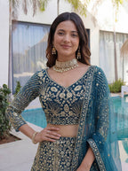 Lehenga Mart Designer Wedding Wear Lehenga Choli-Blue | Grocsy