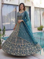 Lehenga Mart Designer Wedding Wear Lehenga Choli-Blue | Grocsy