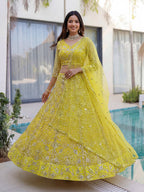 Lehenga Mart Designer Wedding Wear Lehenga Choli-Yellow | Grocsy