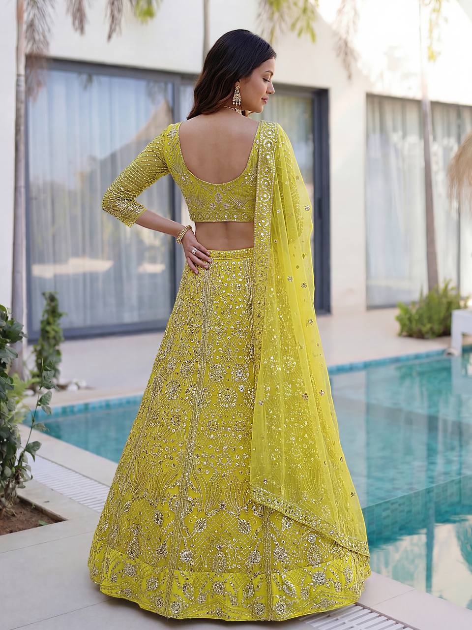 Lehenga Mart Designer Wedding Wear Lehenga Choli-Yellow | Grocsy