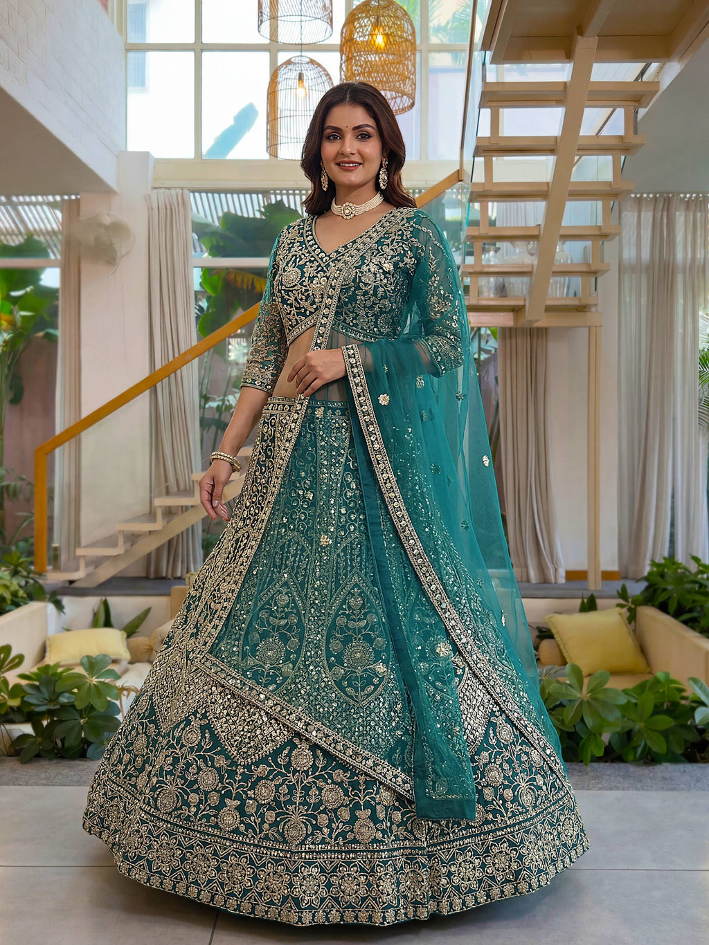Lehenga Mart Net Lehenga With Cording Embroidery Work-Rama | Grocsy