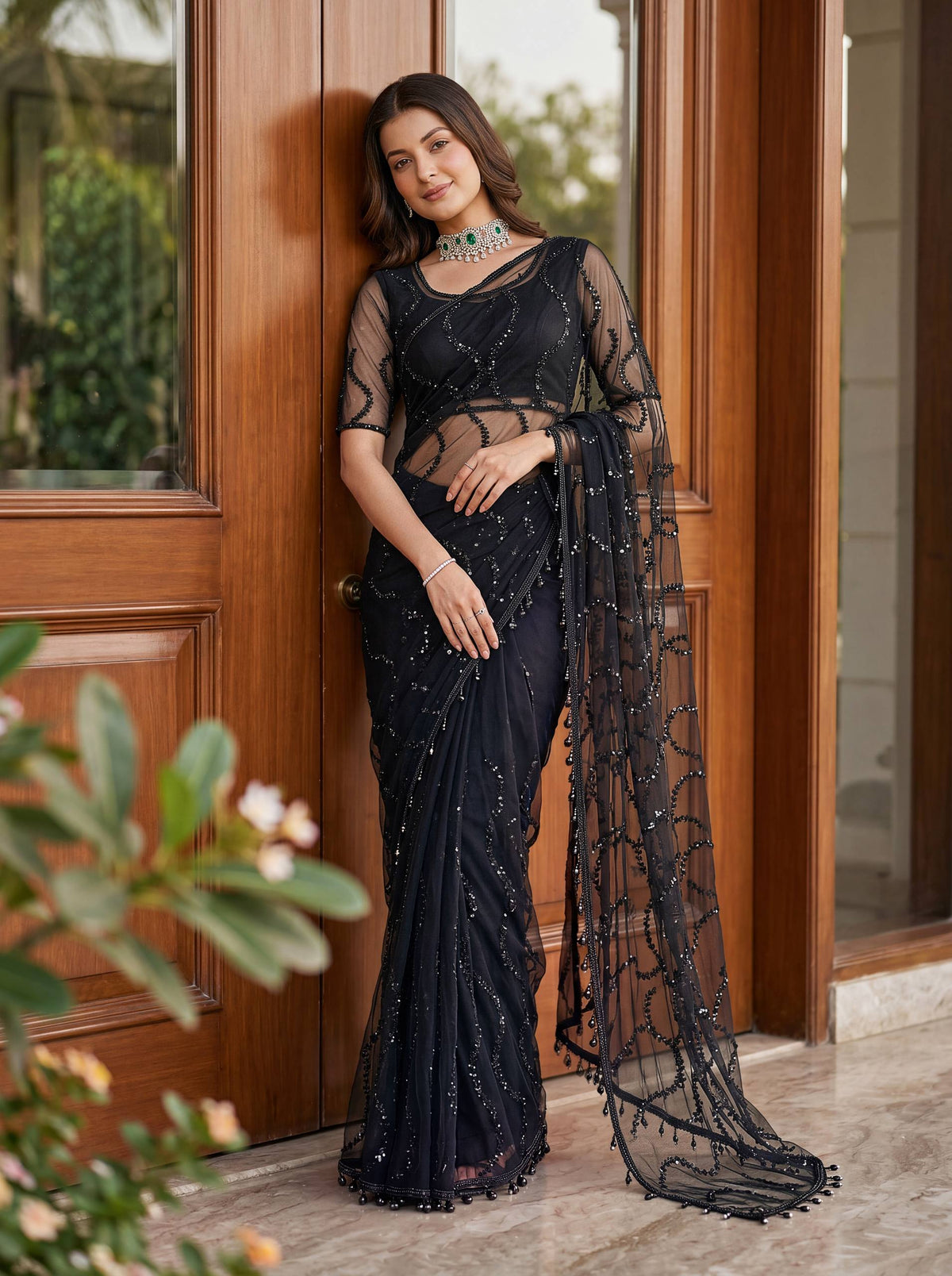 Lehenga Mart Designer Bollywood Style Party Wear Saree-Black | Grocsy