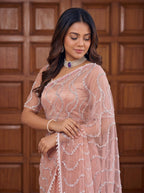 Lehenga Mart Designer Bollywood Style Party Wear Saree-Peach | Grocsy