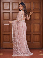 Lehenga Mart Designer Bollywood Style Party Wear Saree-Peach | Grocsy