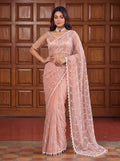 Lehenga Mart Designer Bollywood Style Party Wear Saree-Peach | Grocsy
