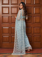 Lehenga Mart Designer Bollywood Style Party Wear Saree-Sky Blue | Grocsy