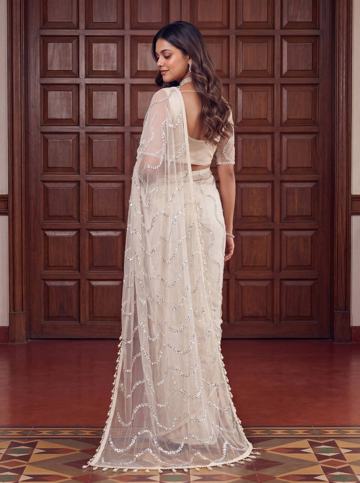 Lehenga Mart Designer Bollywood Style Party Wear Saree-White | Grocsy