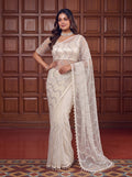 Lehenga Mart Designer Bollywood Style Party Wear Saree-White | Grocsy