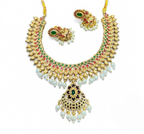 Jewel City Gold Plated South Indian Temple Traditional Indian Jewelry Set Bollywood Style Bridal Wedding Choker Set Festive Wear | Grocsy