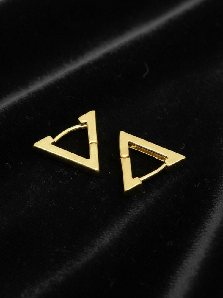 NVR Men's Gold Plated Geomatric Shaped Stud Earrings | Grocsy