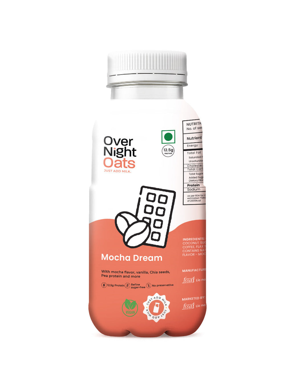 OverNightOats Vegan Mocha Dream Oatmeal | Grocsy