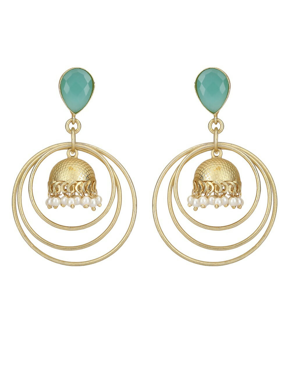 Joban Fashion Women Round Shape Matte Gold Earrings | Grocsy