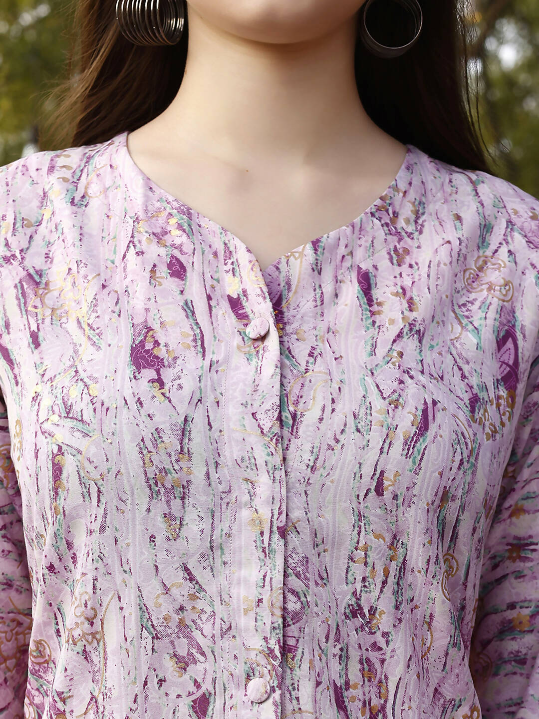 Light Purple Rayon abstract Printed Top with Matching Bottom - Eesha | Grocsy