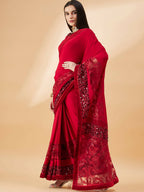 Mauve Lycra Resham And Sequins Embroidery Saree - Norita Hit Design | Grocsy