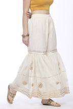 Mominos Fashion Cotton Off White Beautiful Gotta Work Sharara | Grocsy