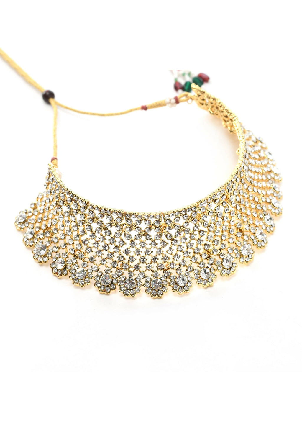 Mominos Fashion Johar Kamal Traditional Rajwadi Design Heavy Golden Colour Necklace Set | Grocsy