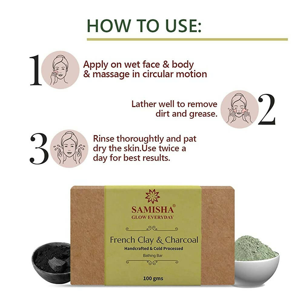 Samisha Organic French Green Clay & Charcoal Deep Cleansing Bath Bar | Grocsy