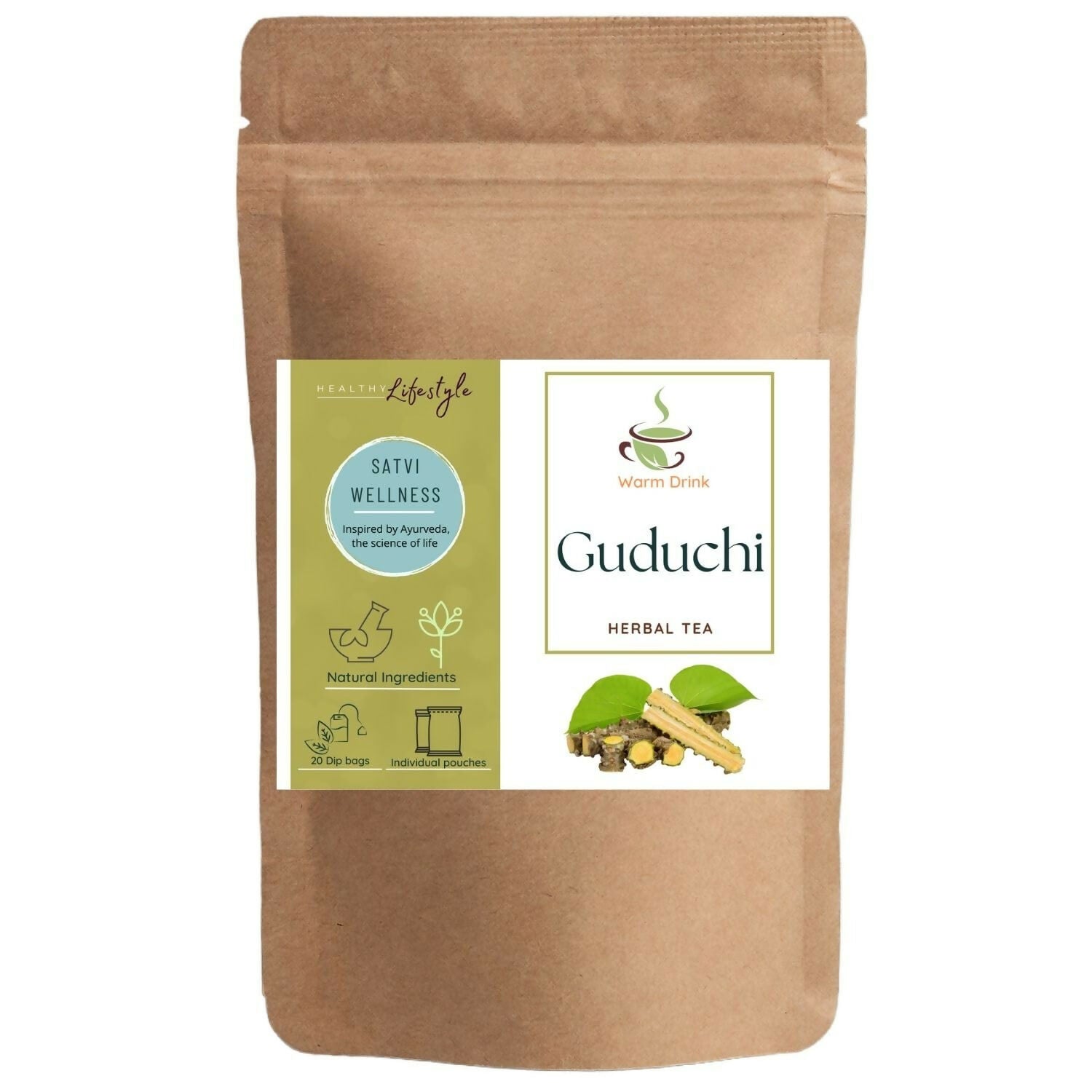 Satvi Wellness Guduchi Tea | Natural Giloy Tea Bags | Grocsy