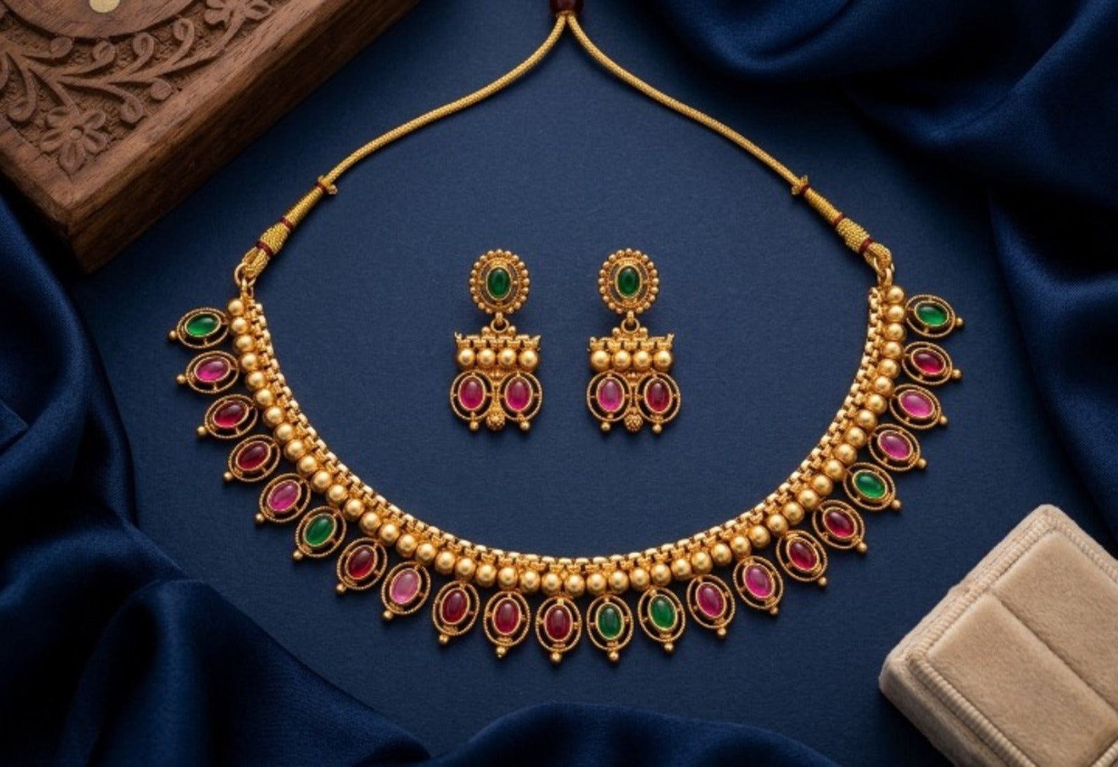 Jewel City Multicolor South Indian Temple Jewelry Set | Grocsy